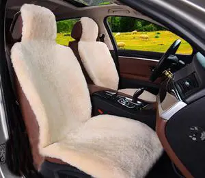 1pcs Luxury Australian Lambskin Seat Cover Universal Fit Whole Hide Fur Car Seat Covers Suv airbag ready pearl