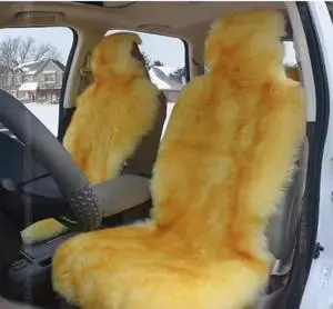 2PCS Winter 100% Natural Long Wool Car Seat Cover Mat Warm Australian Sheepskin Fur Auto Seat Cushion Plush Universal Size