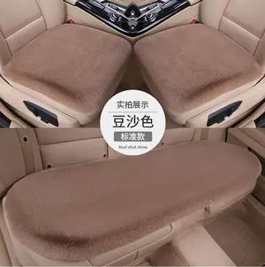 Imitation Rabbit Fur Seat Covers For Cars Winter Plush Car Seat Cover Faux sheepskin Seat Cushion Anti Slip Front Rear Seat Mat interior Styling camel