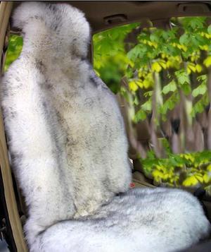 1Pcs Sheepskin Seat Cover Fur Car Seat Covers Universal Fit Front Single White With Gray Tip