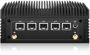 N100 mini PC home Firewall Appliance, fanless mini pc,pfsense router,4 LAN compute,PoE IN, I225 2.5GbE,5G/4G SIM slot,1xRJ45 COM,1xUSB-C,5xUSB,HD+DP,12th Gen CPU N100 mini pc,16GB DDR4,512GB SATA SSD