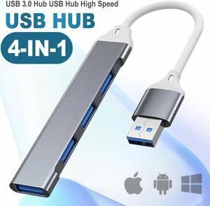 Apiemo 4 Port USB HUB, USB 3.0, 2x 2.0 Ultra Slim Portable Splitter Card Reader Adapter for MacBook Pro, iPad Pro, XPS, Pixelbook, and More Gray