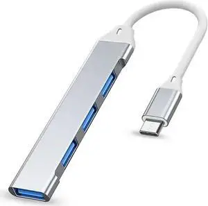 Apiemo 4 Port USB C HUB, Type C to USB 3.0, 2x 2.0 Ultra Slim Portable Splitter Card Reader Adapter for MacBook Pro, iPad Pro, XPS, Pixelbook, and More Gray