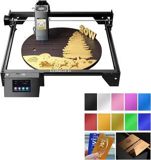 LONGER RAY5 20w Laser Engraver & Premium Aluminum Business Cards & Etched Products - 100 PCS in 10 Colors