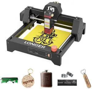 LONGER Ray5 mini Laser Engraver and Portable Laser Engraver, 0.04mm Laser Spot, 12000mm/min, Desktop Laser Engraver, Ideal for DIY Projects on Wood, Metal, Acrylic, Leather, and More (2.5W)