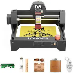 LONGER Laser Engraver  Ray5 mini Portable Laser Engraving and Cutting Machine, 0.04mm Laser Spot, 12000mm/min, Ideal for DIY Projects on Wood, Metal, Acrylic, Leather, and More (3.5W)