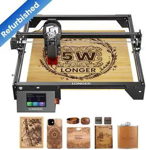 REFURBISHED--Barely used(99%)  LONGER RAY5 5W Laser Engraver, 40W Laser Engraving Cutting Machine for Metal and Wood, 5w Output Power, 15.7x15.7inch, 3.5-inch Color Touch Screen