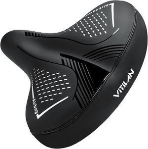 VITILAN Oversized Comfortable Bike Seat for Women & Men, High Resilience Soft Foam Sponge Bicycle Cushion,Waterproof Bicycle Seat, Dual Shock Absorbing Ball,Universal Fit for Cycling Bikes