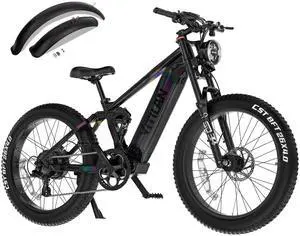 VITILAN T7 Pro Electric Bike, 1000W Motor, 35Mph, 52V 20Ah Sam-Sung Battery, Full Suspension EBike, 26 Electric Mountain Bike Fat Tire, 8-Speed Chameleon