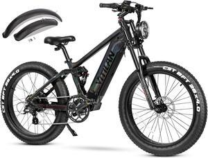 VITILAN T7 Electric Bike for Adults Fat Tire Ebike 750W BAFANG Motor 20AH Removable Sam-Sung Battery 26 Inch Mountain 28MPH Electric Bicycle Full Suspension Shimano 8 Speed