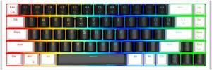 NPET K62 65% Gaming Keyboard, RGB Backlit Ultra-Compact Gaming Keyboard, Mini Wired Computer Membrane Keyboard for Windows PC Gamers(68 Keys, Black White)