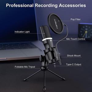 NPET CM20 USB Condenser Gaming Microphone for PC, Mac, PS4 and PS5, Cardioid Polar Pattern, Tap-to-Mute Sensor, Pop Filter, for Streaming, Podcast, Studio Recording