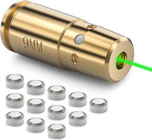 Bore Sight 9mm Green Laser Boresighter with 12 Batteries