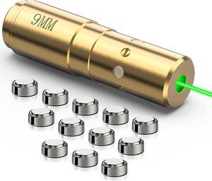 Green Laser Bore Sight 9mm Boresighter with 4 Sets of Batteries