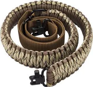 CVLIFE Rifle Sling 550 Paracord Sling 2 Point Sling with Tri-Lock Swivel Rifle Paracord Strap for Hunting and Outdoor Camo Brown