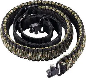 CVLIFE Rifle Sling 550 Paracord Sling 2 Point Sling with Tri-Lock Swivel Rifle Paracord Strap for Hunting and Outdoor Camo Green