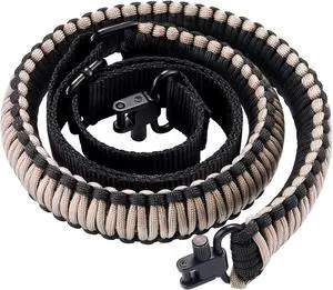 CVLIFE Rifle Sling 550 Paracord Sling 2 Point Sling with Tri-Lock Swivel Rifle Paracord Strap for Hunting and Outdoor Khaki