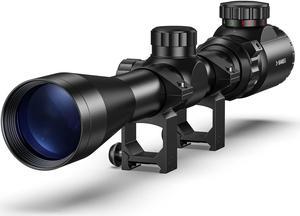 CVLIFE 3-9x40 Rifle Scope, Red & Green Illuminated Optical Scope for Hunting with 20mm Free Mounts
