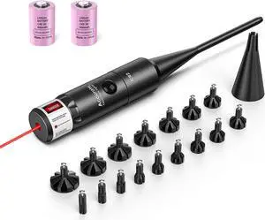 Bore Sight Kit Bright Green or Red Dot BoreSighter with Big Button Switch for .17 to 12GA Caliber