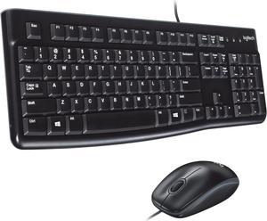 Logitech MK120 Wired Keyboard and Mouse Combo for Windows, Optical Wired Mouse, Full-Size Keyboard, USB Plug-and-Play, Compatible with PC, Laptop - Black