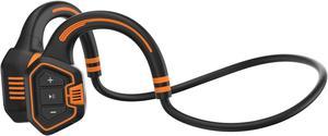 Conduction Labs Freestyle Open-Ear Bone Conduction Swimming Headphones - IP68 Fully Waterproof - MP3 Storage and Bluetooth 5.1 (Black/Orange)