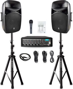  PRORECK Club 3000 12-Inch 4000w DJ Powered PA Speaker System  Combo Set with Bluetooth USB Drive Read Function SD Card Remote Control,Two  subwoofers and 8 line Array Speakers Set for Church