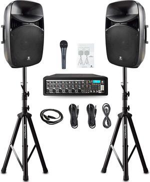 Professional 2000W PA System 6 Channel Mixer 10 Speakers Dual Wireless Mic