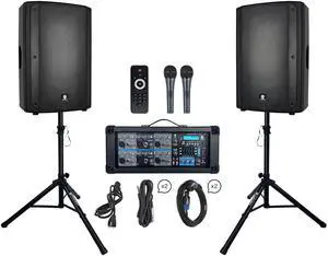 PRORECK Delta 156 2000W Bluetooth PA Speaker System with 6-Channel Powered Mixer, 2 15-Inch Passive Speakers, Stands, Reverb Effects, 15V Phantom Power. Perfect for DJs, Bands, Karaoke, Live Events. PRORECK Delta 156 2000W Bluetooth PA Speaker System with 6-Channel Powered Mixer, 2 15-Inch Passive Speakers, Stands, Reverb Effects, 15V Phantom Power. Perfect for DJs, Bands, Karaoke, Live Events.
