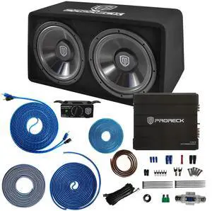 PRORECK PR-122M 1500W Dual 12" Car Subwoofer Enclosure Audio with Subwoofer,Mono Block Amplifier and Wiring Installation Kit PRORECK PR-122M 1500W Dual 12" Car Subwoofer Enclosure Audio with Subwoofer,Mono Block Amplifier and Wiring Installation Kit