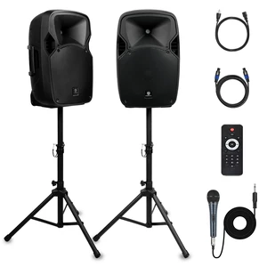 PRORECK Party 12 12-Inch 1800W 2-Way Powered PA Speaker System Combo Set with Bluetooth/USB Drive/SD Card/FM/Remote Control/Speaker Stands for Indoor, Outdoor DJ Parties, Personal Gatherings, Karaoke PRORECK Party 12 12-Inch 1800W 2-Way Powered PA Speaker System Combo Set with Bluetooth/USB Drive/SD Card/FM/Remote Control/Speaker Stands for Indoor, Outdoor DJ Parties, Personal Gatherings, Karaoke