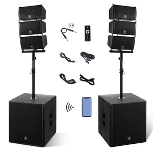 PRORECK Club 8000W P.M.P.O Powered PA Speaker System, 6 Line Array Speakers & 2PCS 18 Inch Subwoofers, Bluetooth USB SD Card Audio System with Remote Control for Wedding Church Conference Stage Party PRORECK Club 8000W P.M.P.O Powered PA Speaker System, 6 Line Array Speakers & 2PCS 18 Inch Subwoofers, Bluetooth USB SD Card Audio System with Remote Control for Wedding Church Conference Stage Party