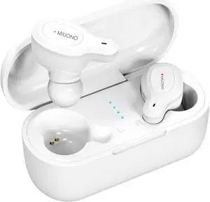 MIUONO Wireless Ear Buds,T1 Bluetooth Earbuds with Microphone, Type-C Charging Case Stereo Enhanced Deep Bass TWS Earphones for Sport