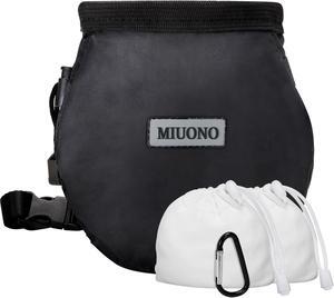 MIUONO Chalk Bag with 2 Chalk Balls, Belt, Carabiner Clip, Brush Loop and Zippered Pocket for Climbing, Bouldering, Gymnastics, Cross Fit and Lifting