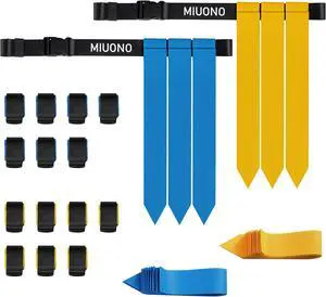 MIUONO Flag Football Belts for Youth Adult and Kids, Triple Flag Football Set, 14 players