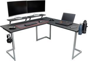 Techni Sport Warrior L-Shaped Gaming Desk, Black
