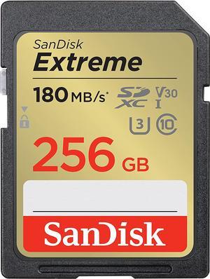 SanDisk 256GB Extreme SDXC UHSIU3 Class 10 V30 Memory Card Speed Up to 180MBs SDSDXVV256GGNCIN