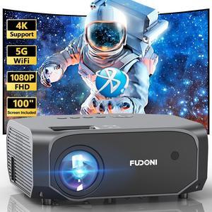 Aidie 5G WiFi and Bluetooth Projector,10000L Native 1080P Portable Outdoor Video Projector 4K Supported, Home Theater Movie Projector with Screen for Phone/PC/TV Stick/PS5