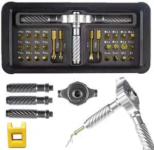 SUSUMU Ratchet screwdriver set, 30-in-1 manual multi-function ratchet set precision Repair Tool Set Multi-function manual screwdriver set with S2 alloy steel bit