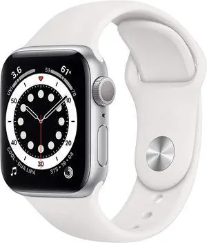 Apple iWatch Series 6 44MM Silver Aluminum Case with White Sport Band (GPS + Cellular) - Grade A