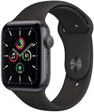 Apple Watch Series SE 44MM Space Gray Aluminum Case with Black Sport Band (GPS Only) - Refurbished Very Good
