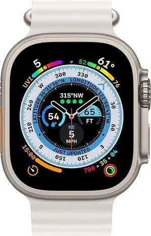 Apple Watch Ultra [GPS + Cellular 49mm] Smart Watch w/Rugged Titanium Case & White Ocean Band-Grade A