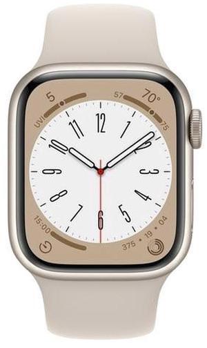 Apple Watch Series 8 (GPS 45MM) - Starlight Aluminum Case with White Sport Band-Refurbished Very Good
