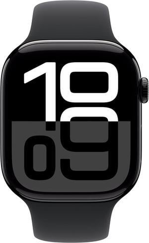 Apple Watch Series 10 [GPS + Cellular 42mm] Jet Black Aluminum Case with Black Sport Band-Grade A