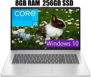 HP 17 Laptop, 17.3" FHD (1920 x 1080) Display, Intel Core i3-N305 8 Cores Processor, Intel UHD Graphics, 8GB DDR4  256GB PCIe SSD, Webcam, HDMI, Fingerprint Reader, Wi-Fi 6, Windows 10