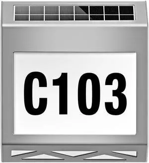 Solar Digital Door Sign Lights Outdoor Stainless Steel Signboard Number Signage Lights Waterproof Address Yard Hanging Wall Lights