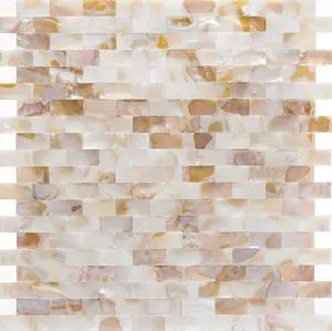 12" x 12" Peel and Stick Natural Mother of Pearl Shell Backsplash Mosaic Subway Tile Natural Brown 6 Tiles