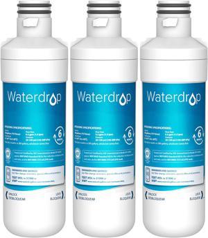Waterdrop LT1000PC ADQ747935 MDJ64844601 Refrigerator Water Filter, Replacement for LG® LT1000P®, ADQ74793501, ADQ74793502, Kenmore 46-9980, 9980, LFXC24796S, LSFXC2496D, NSF Certified, Pack of 3