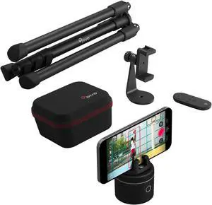 Pivo Pod Auto Face Tracking Phone Holder, 360° Rotation, 6 Speed, Content Creator Essentials for Fitness Tracker, Live Streaming, Horse riding with Remote Control, Smart Mount, Travel Case, and Tripod