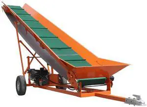 Firewood Conveyor 6.5HP 208cc Gasoline Powered 19.7" Width PVC Belt Wood Conveyor Lifter Elevator with B&S Engine