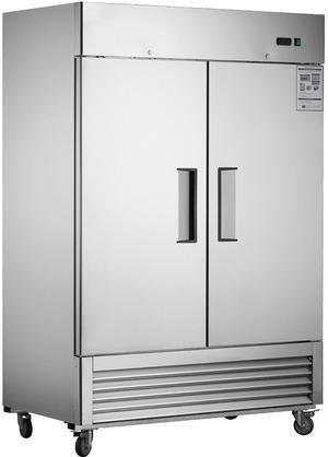 54"W Commercial Freezer 2 Section 2 Solid Door Stainless Steel Interior and Exterior Construction Reach-in Freezer 42.2 Cu.ft. Upright Fan Cooling Freezer for Restaurants and Commercial Environments